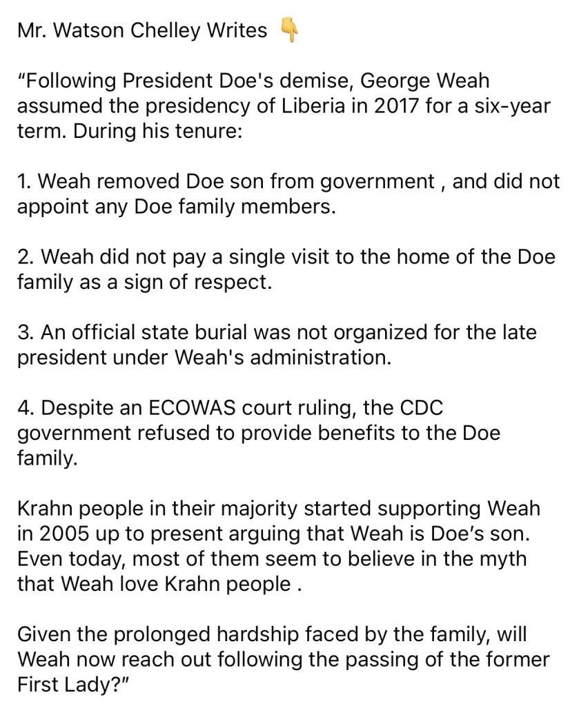 Grand Gedeh Son Accuses Weah of Neglecting Doe’s Widow Until Her Death 1 img 7141 1